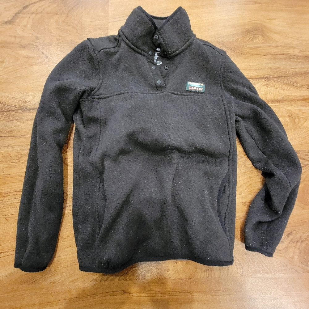 LL Bean Black Fleece Pull Over XS